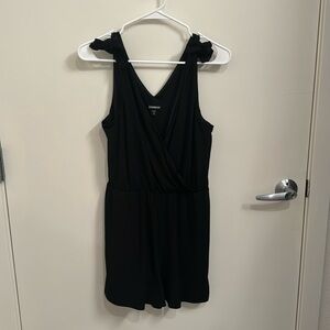 Express Tie Shoulder Black Romper - Size Medium Elastic Waist